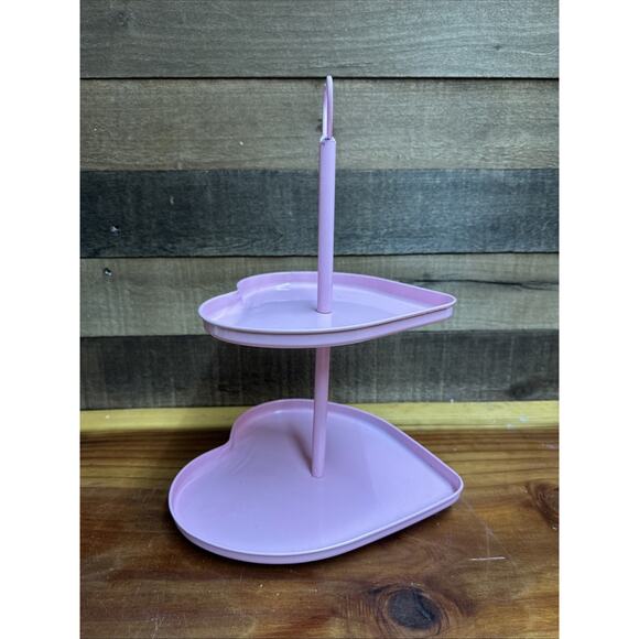 Two Tier Pink Heart Serving Tray 14” Tall - Picture 4 of 7
